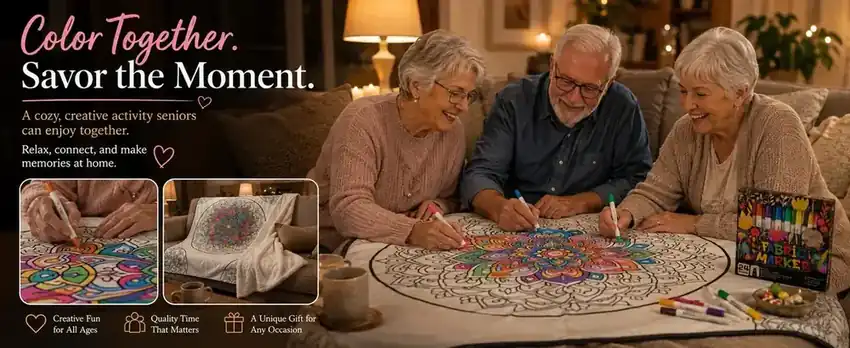 R.S. Goods Adult Coloring Blanket Set lifestyle use